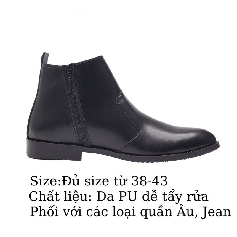 Giày boots nam Chelsea Boots Classic cổ Khoá đế khâu