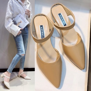 Giày cao gót bằng da pu mềm dày thời trang