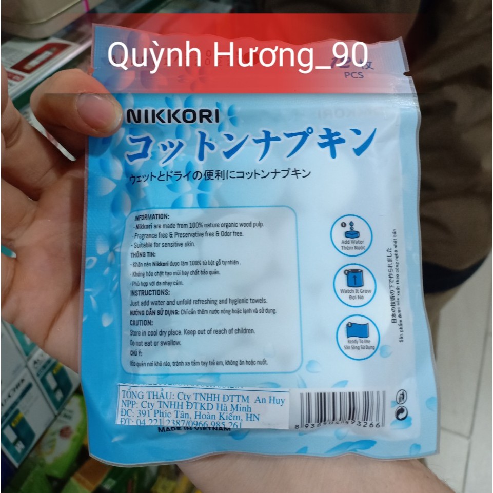 Khăn giấy nén dạng viên NIKKORI 12 chiếc tiện dụng