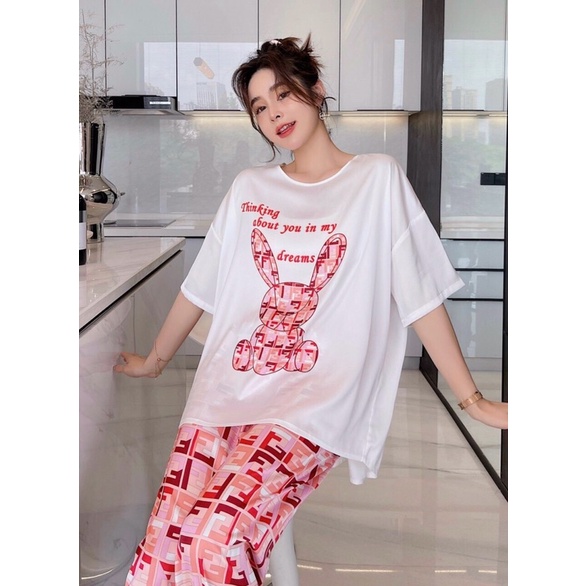 Set 3 món (1 áo, 1 đùi, 1 dài) thỏ co,co nâu, hồng