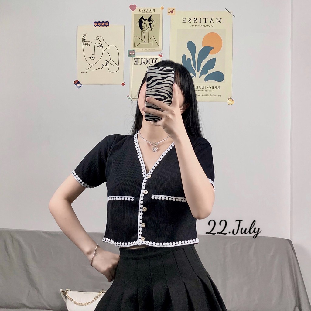 [Mã 151FASHIONSALE1 giảm 10K đơn 50K] Áo croptop kiểu form suông chanh sảẢnh thật 100%