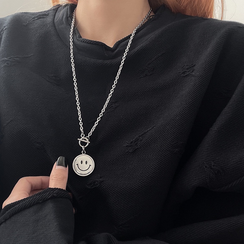 Vòng cổ Chuỗi Dài Mặt Cười Emoji Phong Cách hip hop Unisex