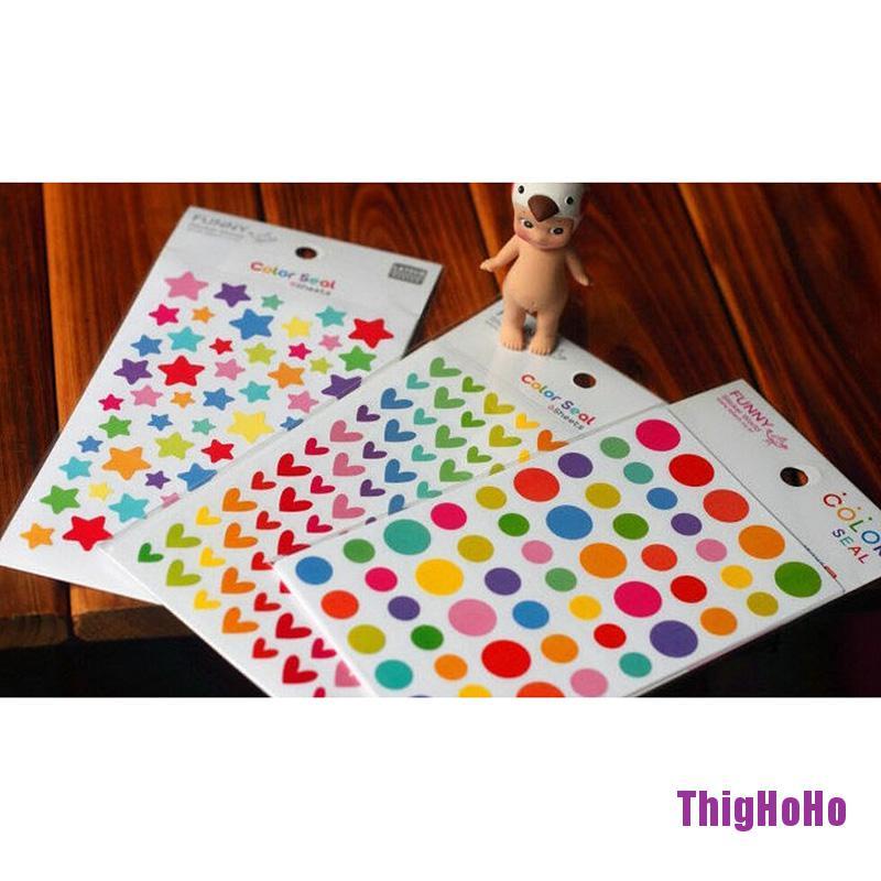 Bộ 6 nhãn dán màu cầu vồng đáng yêu trang trí nhật ký/sổ tay đa năng