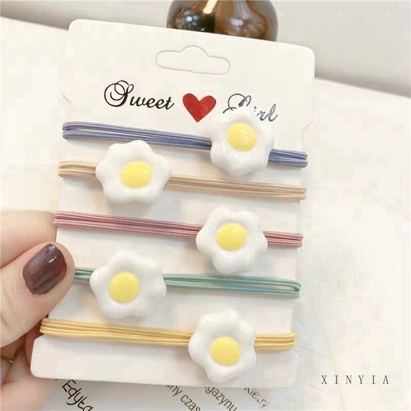 Dây buộc tóc cao su co giãn hình quả trứng kiểu Hàn Quốc xinh xắn trẻ trung dành cho nữ