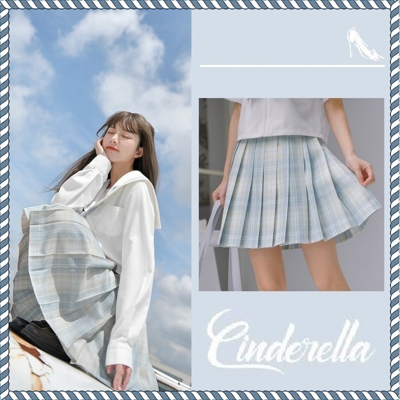 [Order] [Chính hãng] [SNBL] Chân váy đồng phục Seifuku/JK cạp cao thêu giày pha lê Cinderella