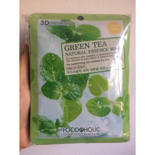 Mặt Nạ 3D Trà Xanh Green Tea Natural Essence Mask Foodaholic 10 Cái