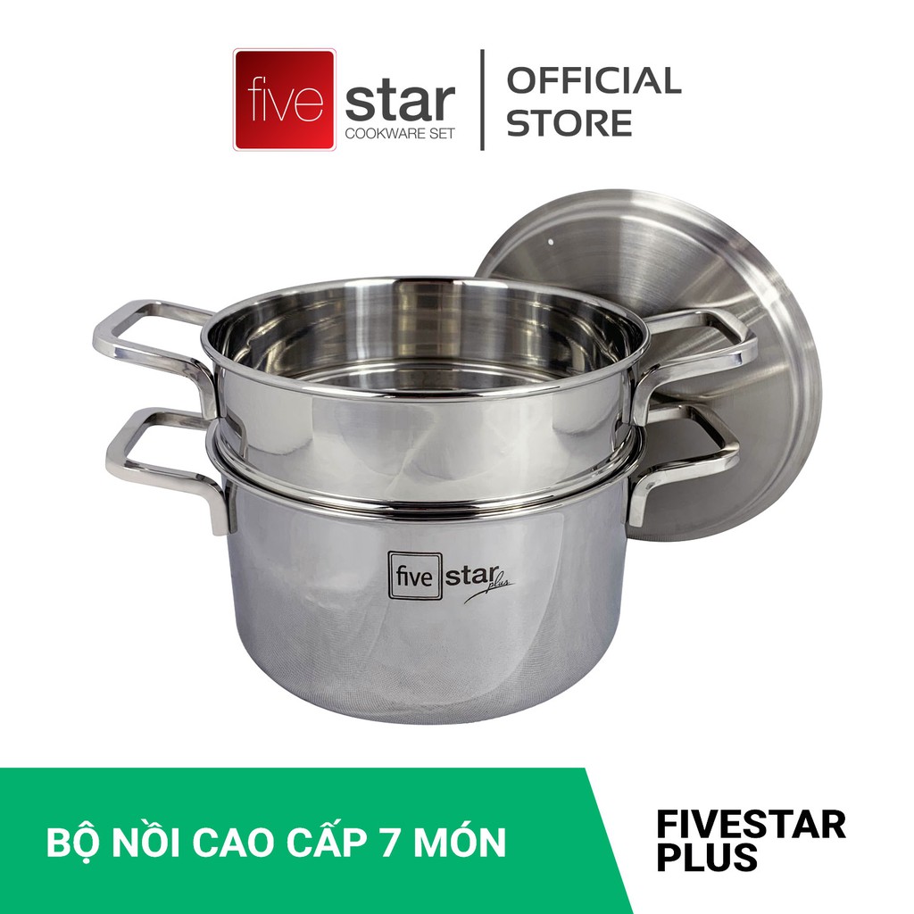 Bộ nồi inox bếp từ cao cấp Fivestar 3 lớp đúc liền inox 304 nắp inox 4 món