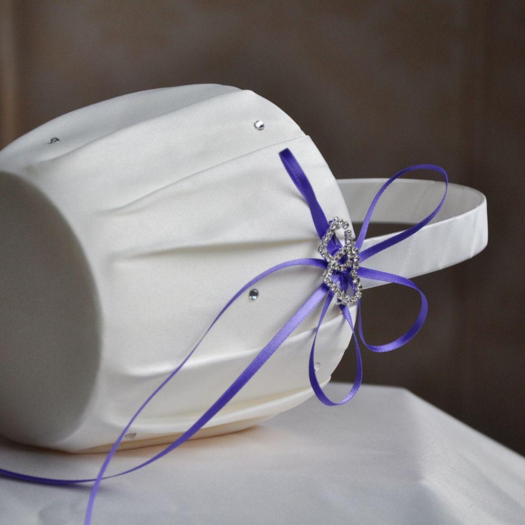 Giỏ Hoa Mini Bằng Satin Đính Nơ Đôi Trang Trí Tiệc Cưới