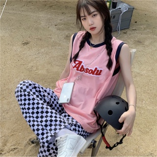 Áo Tank Top Thể Thao Dáng Rộng Thêu Chữ Cá Tính Cho Nữ