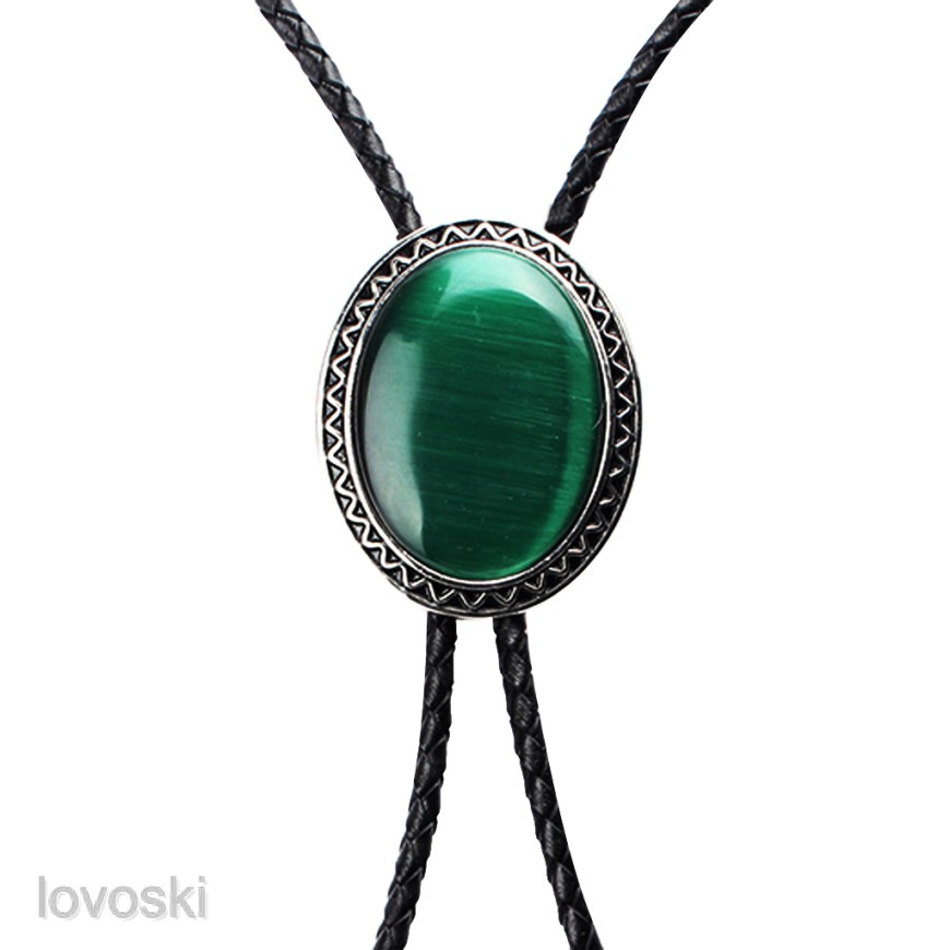 Cà Vạt Da Mặt Đá Opal Xanh Đen Tự Nhiên Phong Cách Cao Bồi