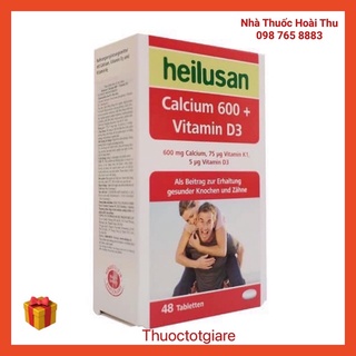 [ Kèm quà tặng ] Heilusan Calcium 600 + Vitamin D3 - Hỗ trợ hấp thụ canxi giúp răng và xương chắc khoẻ ( Chính hãng Đức)