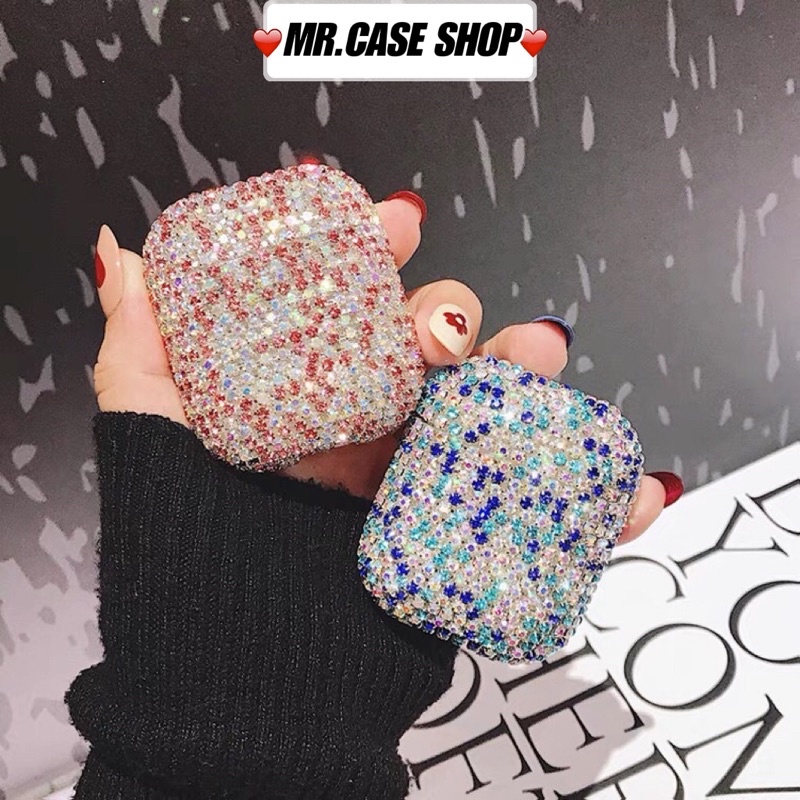 Case Airpods 1/2 Pro Vỏ Ốp Đựng Tai Nghe Đính Full Đá Nhân Tạo Kim Cương Lấp Lánh Bằng Pc Cứng - Mr.Case Airpods