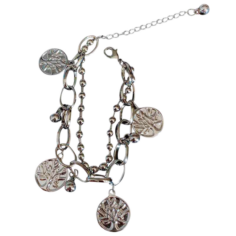 Vòng Tay Kim Loại Nhiều Lớp Mặt Hình Cây Sự Sống