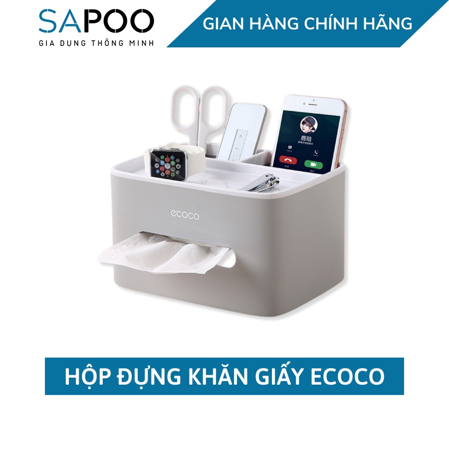 Hộp đựng giấy ăn, đựng điều khiển đa chức năng để bàn Ecoco - Gia Dụng SAPOO