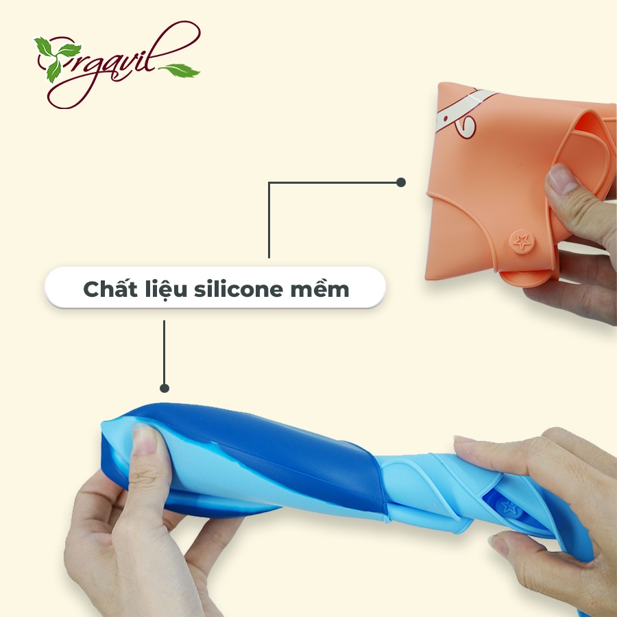 Áo Yếm Ăn Dặm Cho Bé Chất Liệu Silicone Cao Cấp Không Bám Bẩn, Họa Tiết Siêu Đáng Yêu Cho Bé - Orgavil