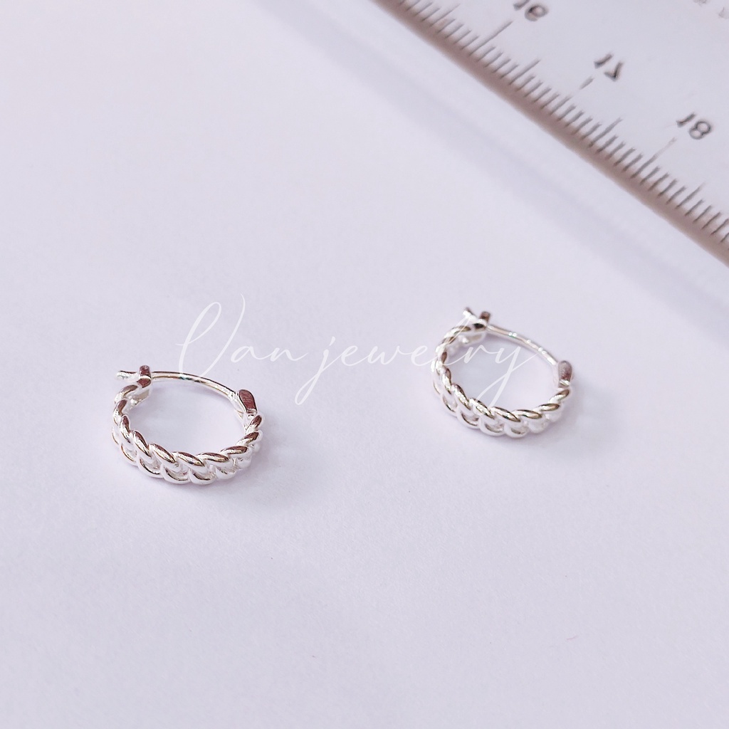Khuyên tai bạc Khuyên móc xích đơn cổ điển phong cách Van jewelry V10168