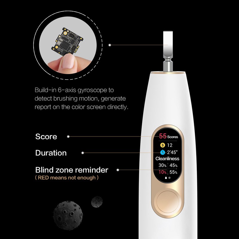 Bàn chải điện thông minh Xiaomi Oclean X với màn hình cảm ứng, sạc nhanh, kết nối app, chống nước IPX7