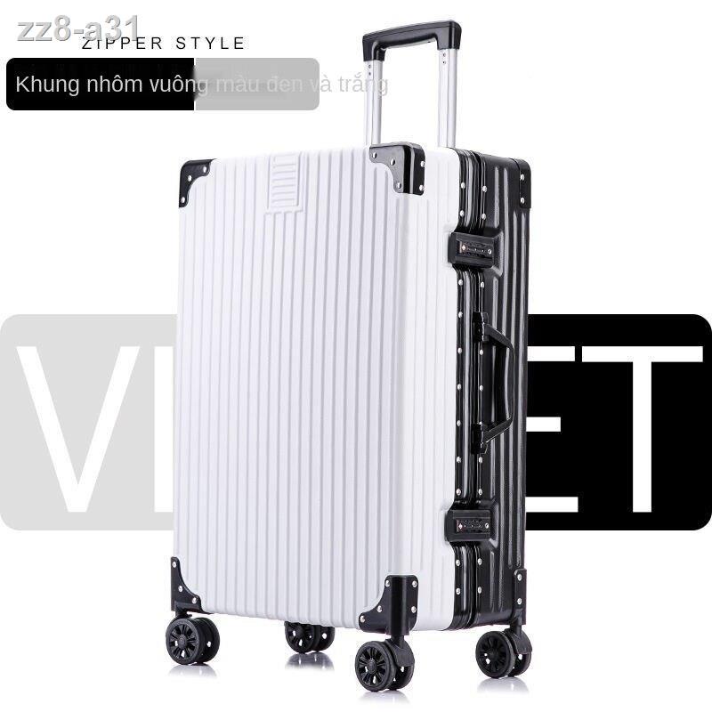 Hộp đựng xe đẩy khung nhôm bánh đa năng 24 inch 26 28 hợp kim nam vali nữ retro góc vuông