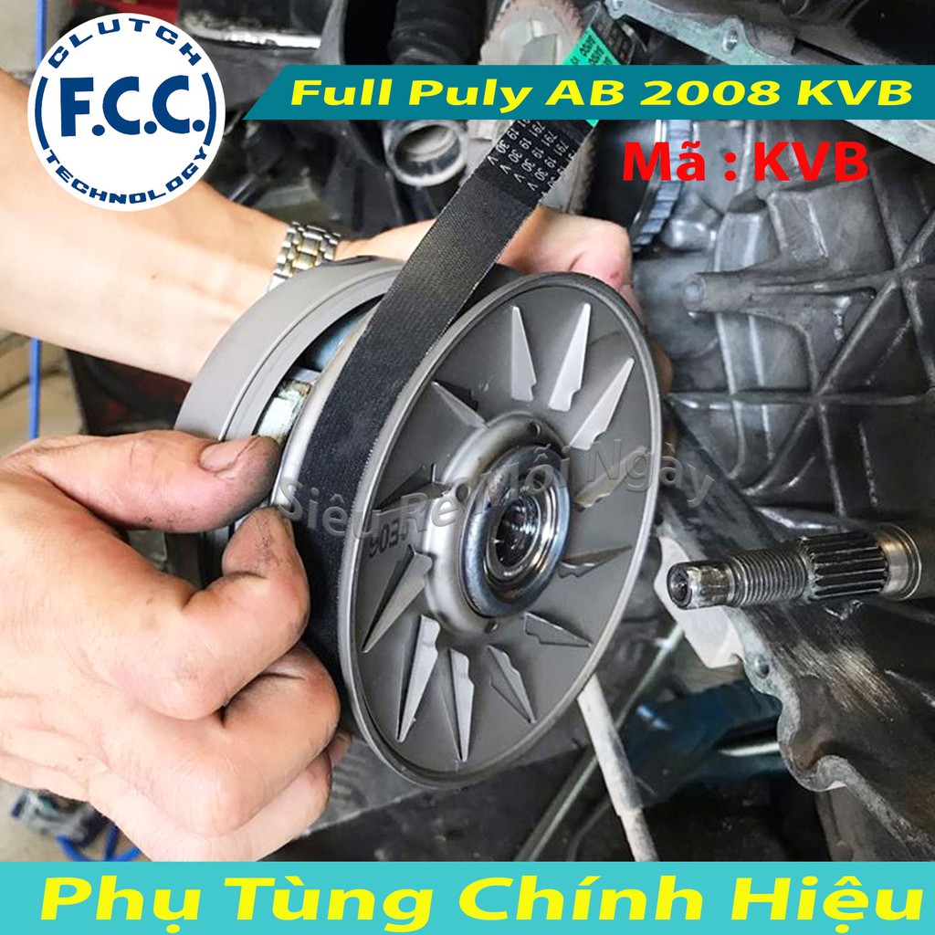 Full Bộ Puli FCC Nồi Sau Xe AirBlade 110 2008 KVB Tặng Lò Xo và Chụp Lò Xo