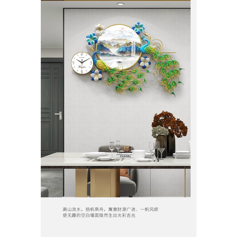 Đồng Hồ Treo Tường Trang Trí-Mã 2928-Kt-125x65cm-tranh decor kim loại đẹp,rẻ-quà tặng ý ngĩa-hàng nhập khẩu -bh 5 năm