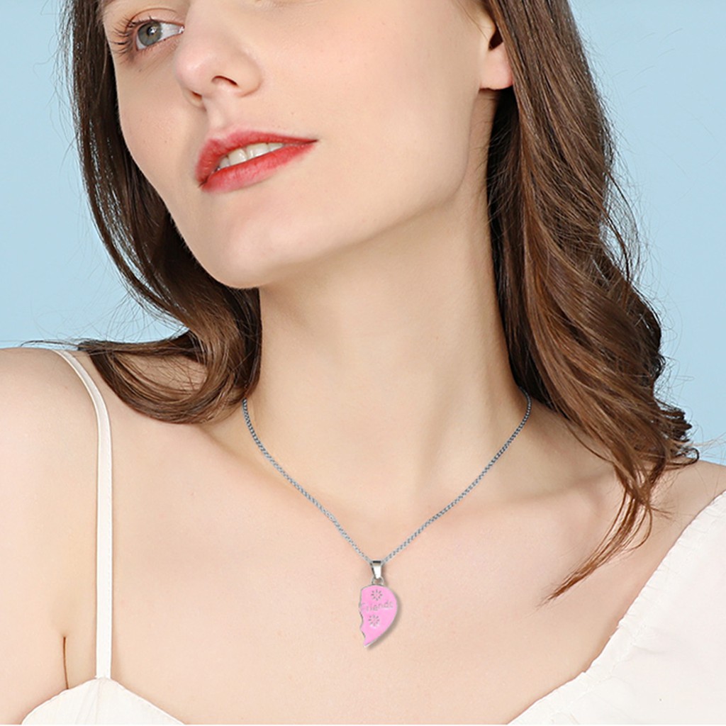Bộ Gồm 2 Vòng cổ Hợp Kim Mặt Hình Trái Tim Khắc Chữ Best Friend Thời Trang Dành Cho Nữ