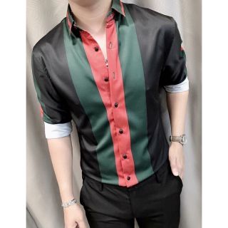 Áo sơ mi nam (nữ) sọc đen xanh đỏ