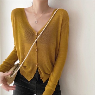 Áo Khoác Len Dáng Ngắn Cổ Tim