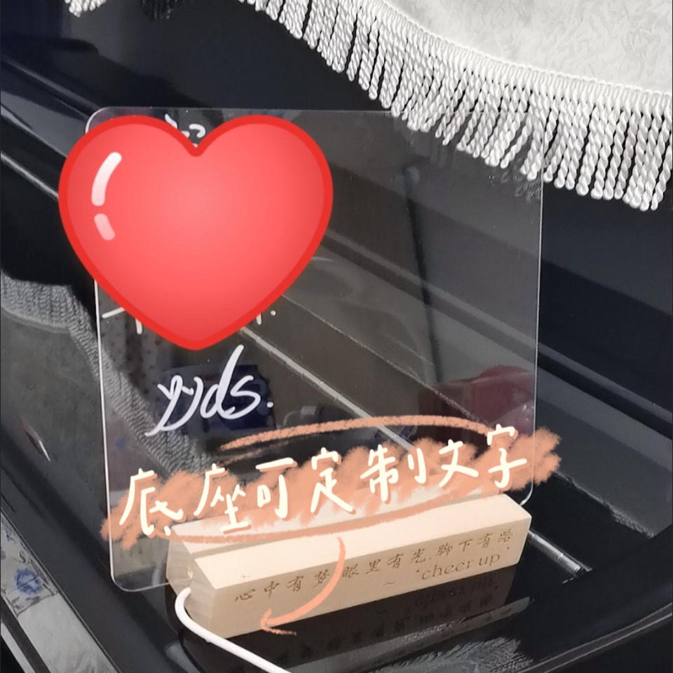 Bảng ghi chú bằng acrylic trong suốt có thể xóa được kèm đèn tiện dụng