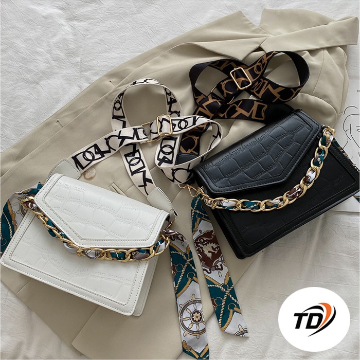 TÚI XÁCH NỮ, TÚI ĐEO CHÉO NỮ NẮP BÌ THƯ KÈM KHĂN KIỂU DÁNG TRẺ TRUNG TD 137