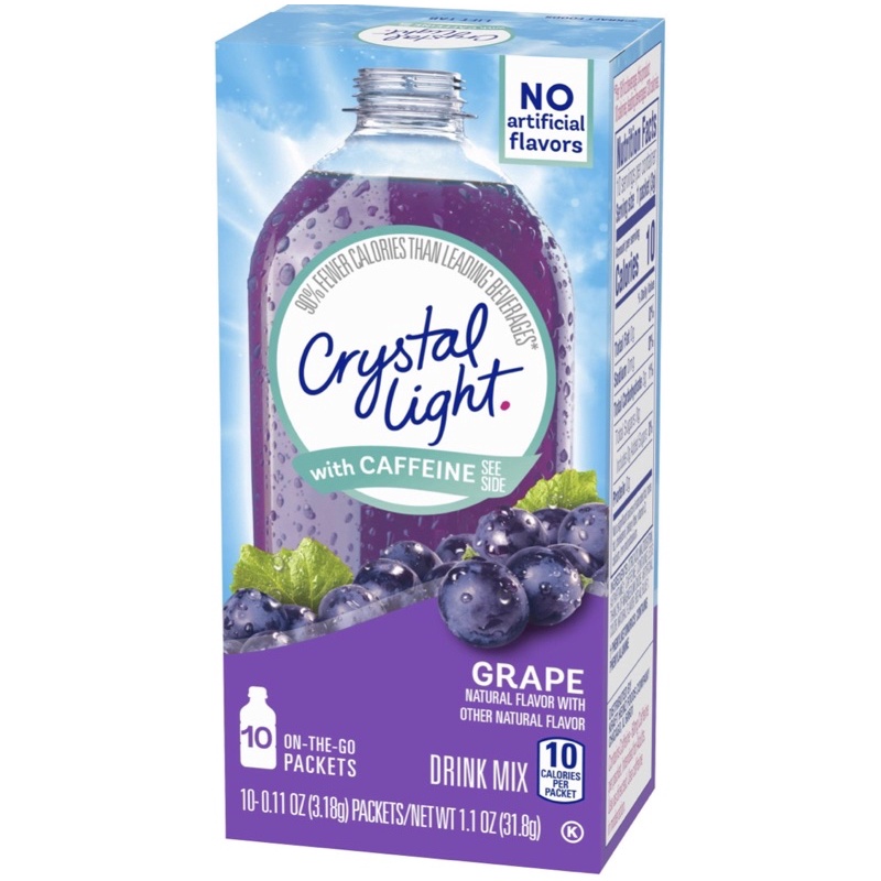 10 gói  Bột pha nước trái cây Crystal Light dành cho người ăn kiêng vị Nho