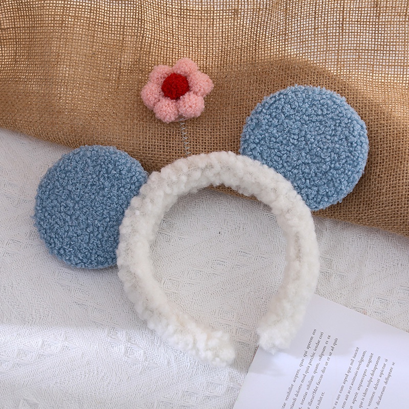 Băng Đô Rửa Mặt Trang Điểm Bằng Vải Bông Họa Tiết Hoa Mickey Dễ Thương Phong Cách Hàn Quốc Dành Cho Người Lớn