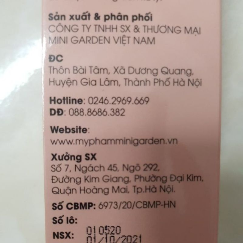 Sữa tắm men bia Mini Garden whitening body wash dưỡng trắng da hiệu quả PV986