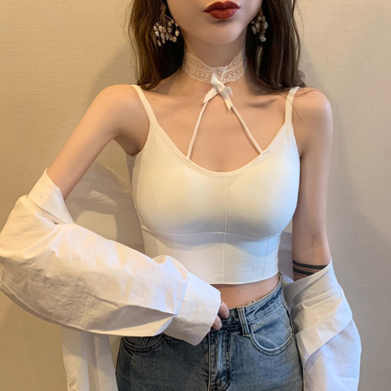 Áo Croptop Hai Dây Có Mút Đệm Ngực Siêu Nhẹ Thời Trang Cho Nữ