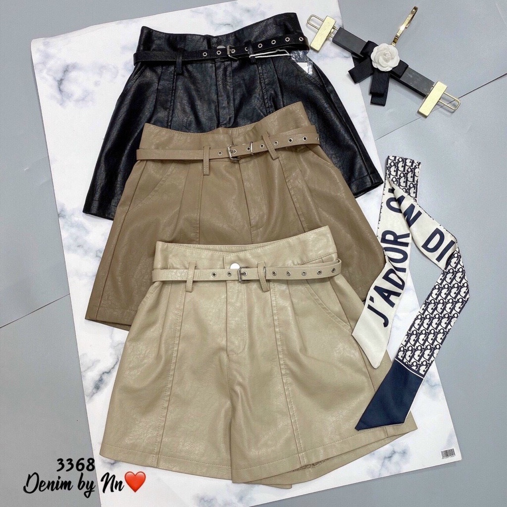 Quần Short Da Kèm Đai Ms 3368_Xưởng May Quang Anh