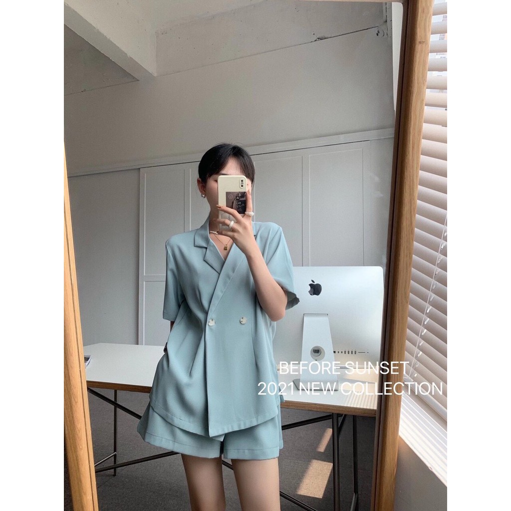 Set blazer tay ngắn quần short