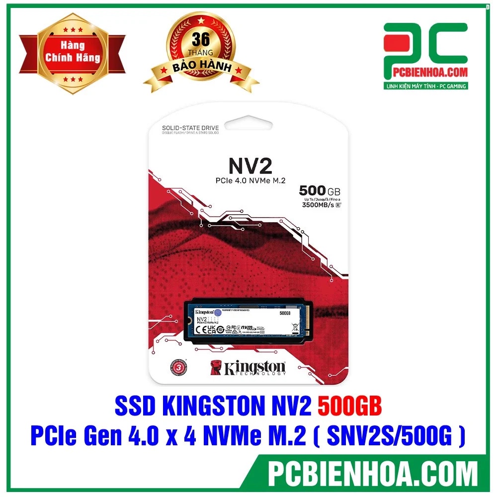 ổ cứng  SSD KINGSTON NV2 500GB - PCIE GEN 4.0 X 4 NVME M.2 ( SNV2S/500G )- hàng chính hãng 36T