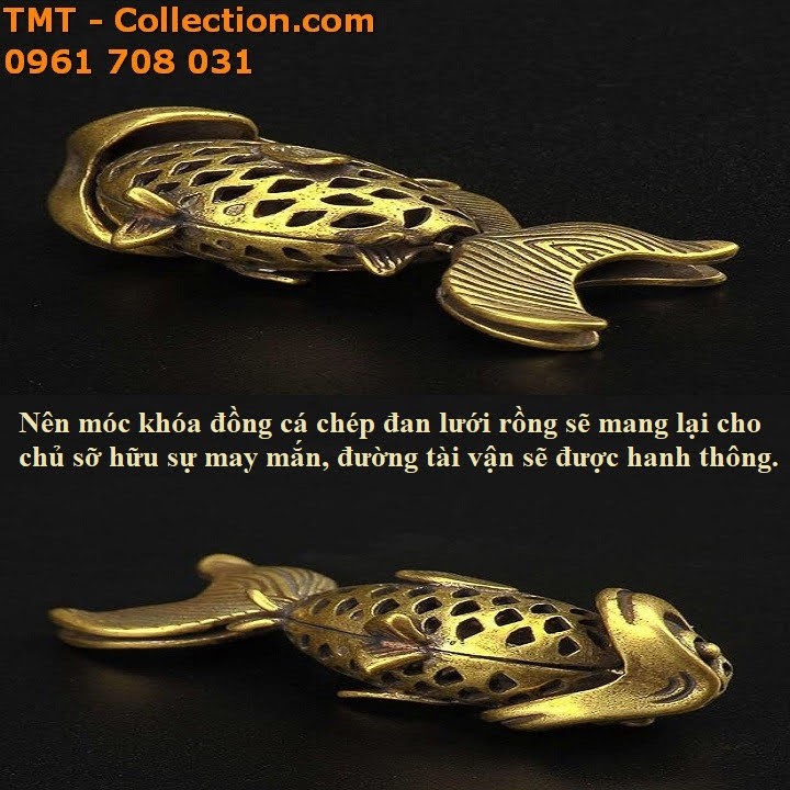 [Phong Thủy] Móc khóa đồng cá chép đan lưới rổng mang lại cho chủ sở hữu sự may mắn-TMT Collection