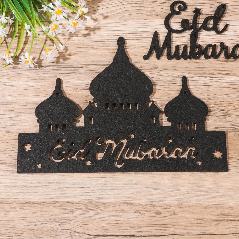 MUVAKO Mặt Dây Chuyền Bằng Vải Nỉ Hình Eid Mubarak Đạo Hồi DIY