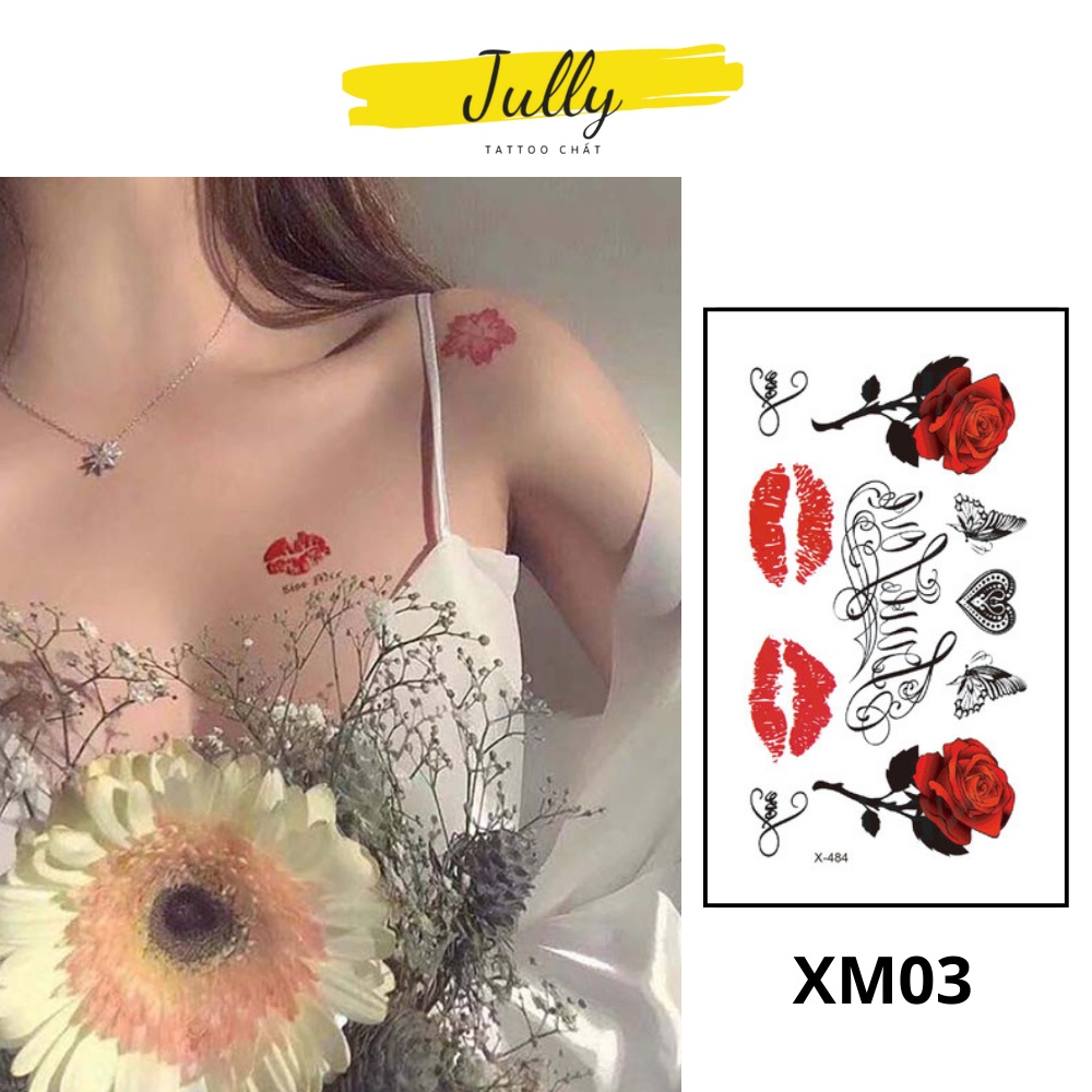 Hình xăm dán tạm thời chống nước đôi môi mini cá tính JULLY Tattoo chất