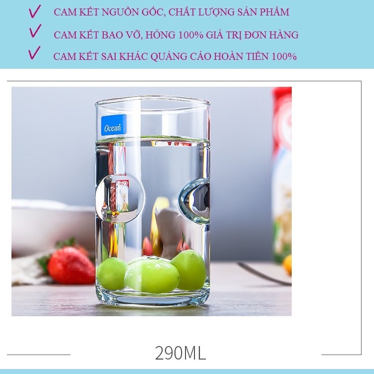 Bộ Cốc Thủy Tinh Chịu Nhiệt Uống Nước Đẹp Cao Cấp Chính Hãng Ocean Unity B2110 Dung Tích 290ml