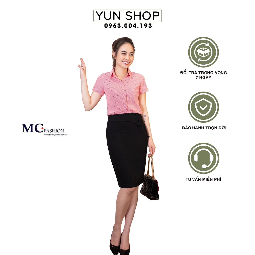 Aó Sơ Mi Nữ,Áo Sơ Mi Công Sở Kiểu Dáng Cộc Ngắn Tay Họa Tiết Sao Chuẩn Hãng MC Fashion A653