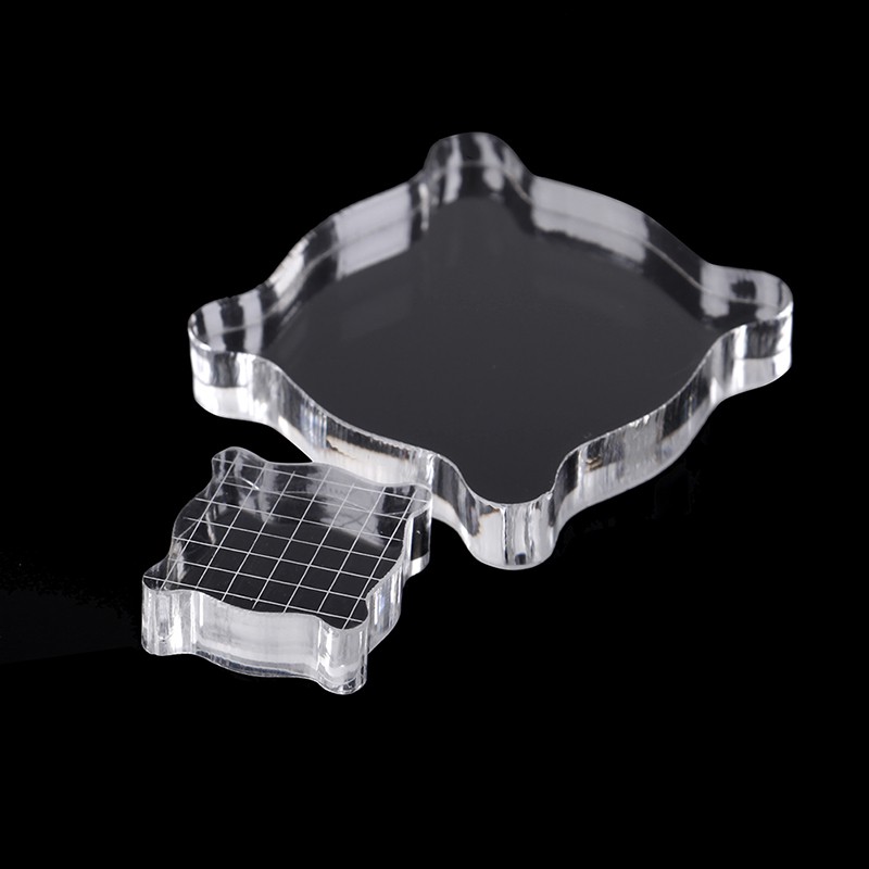 Khối acrylic Trong Suốt Dùng Trang Trí Thủ Công Kèm 2 Con Dấu DIY