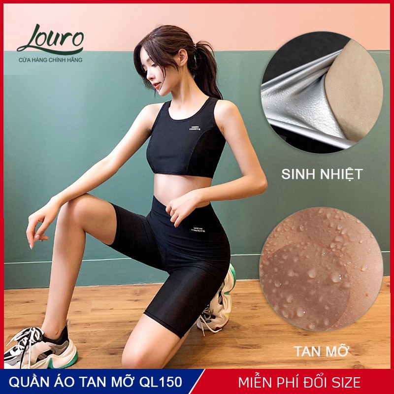 Quần áo giảm mỡ bụng ra mồ hôi Louro, kiểu quần áo sinh nhiệt giúp tan mỡ bụng gấp 5 lần, dùng tập gym, yoga, đạp xe