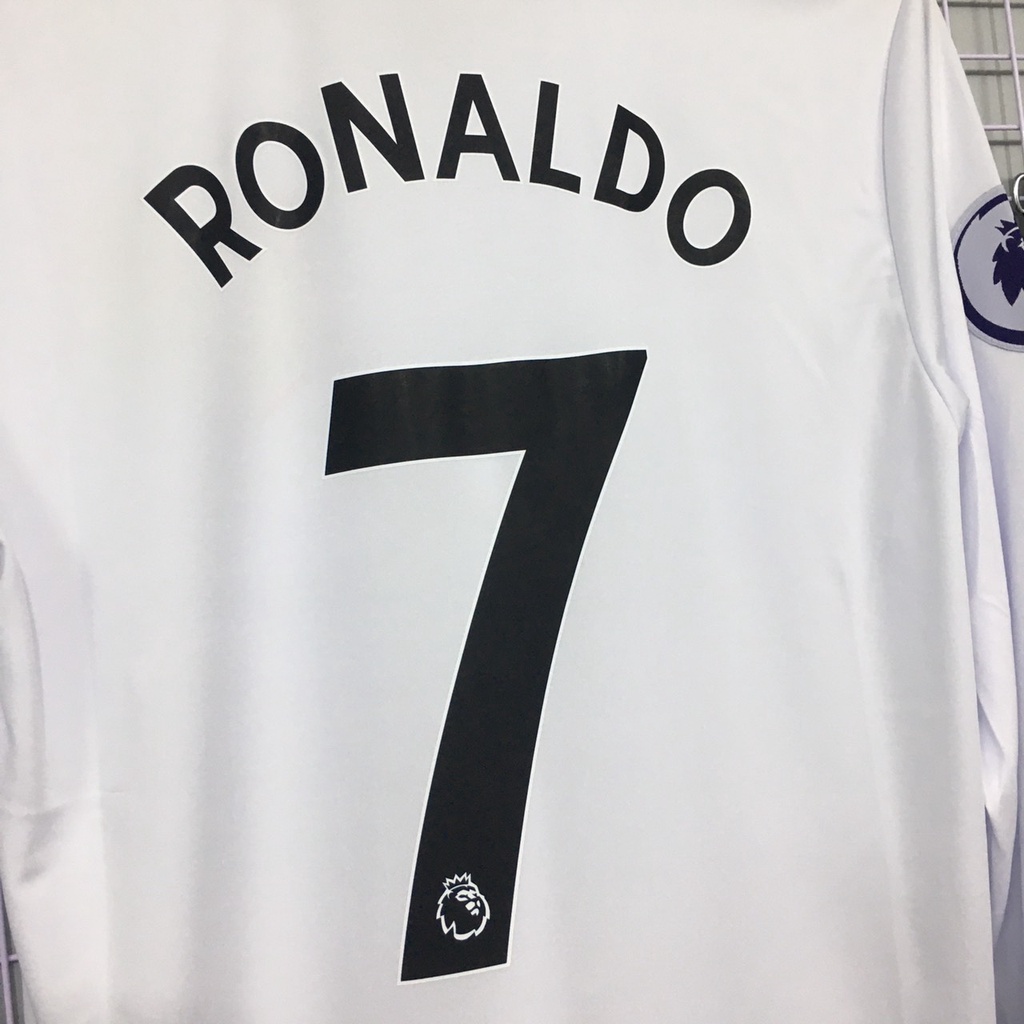 Bộ quần áo đá banh RONALDO MU trắng DÀI TAY sân khách 2023