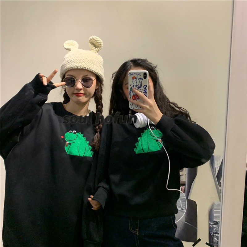 Áo sweater khủng long xanh tham ăn A073