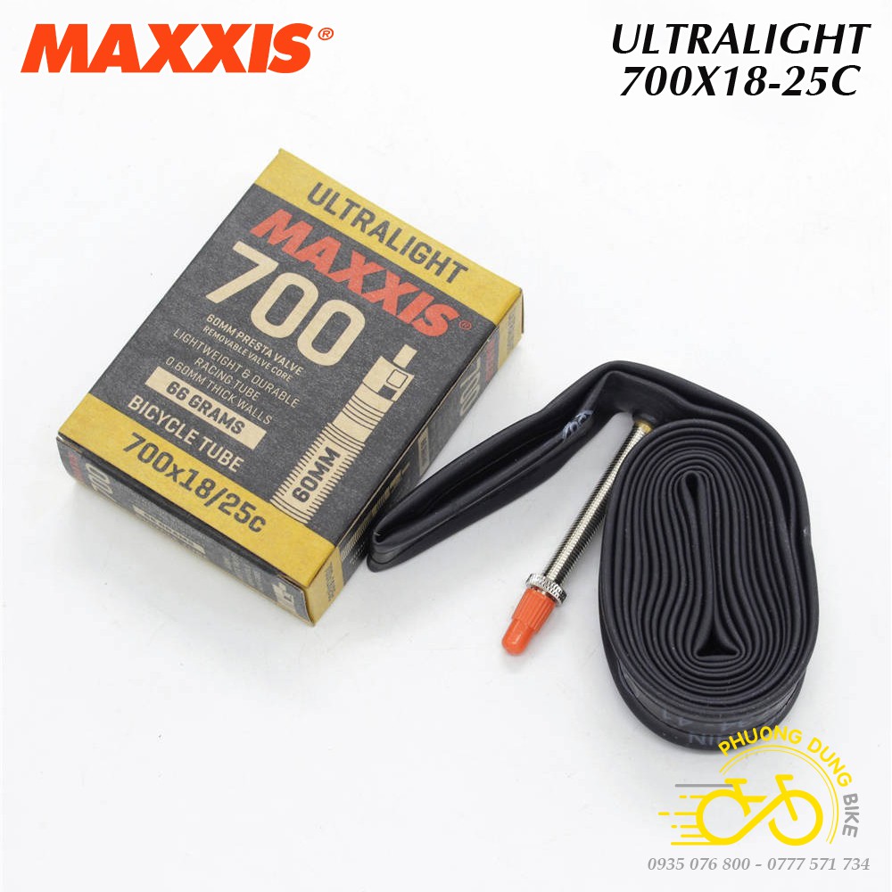 Ruột (Săm) xe đạp siêu nhẹ MAXXIS Ultralight 700x18-25C Van Pháp - Van Xe đạp