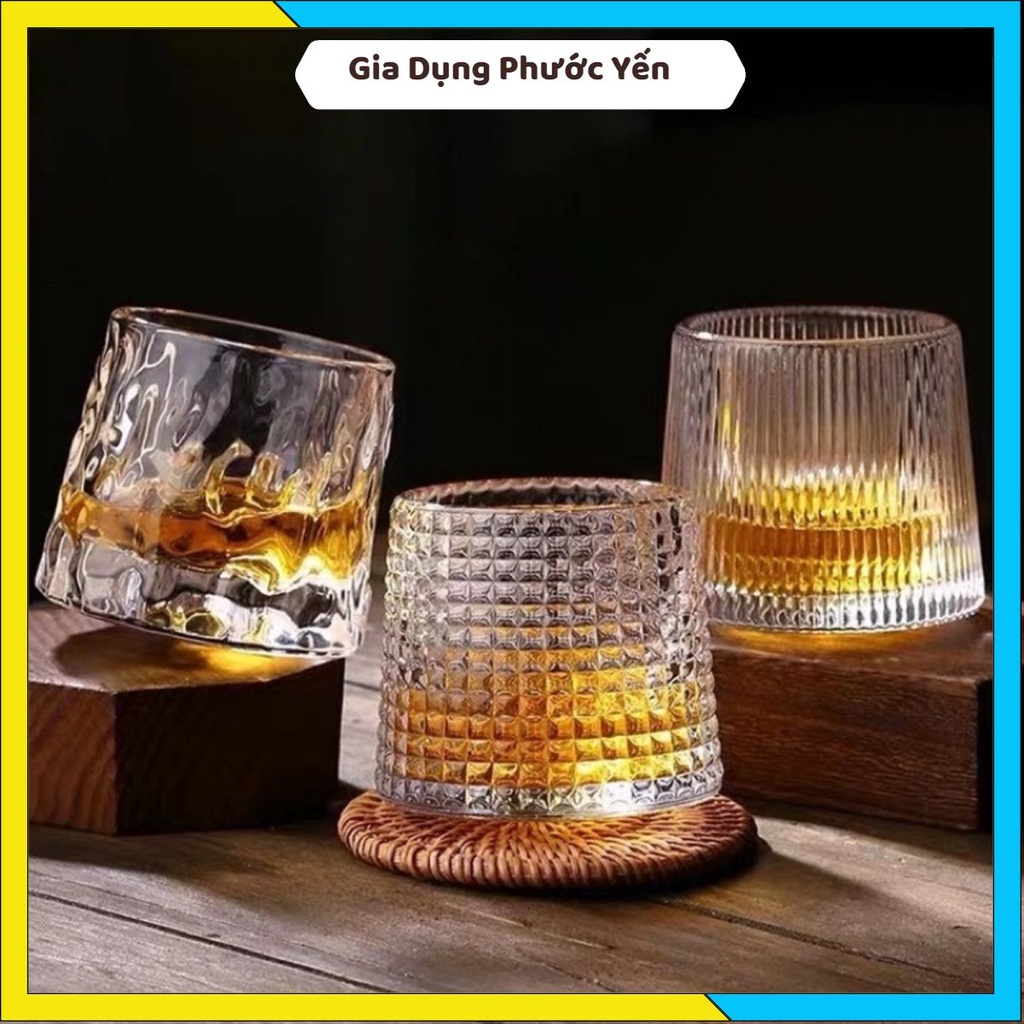 Ly thuỷ tinh đế lồi xoay 360 độ cao cấp