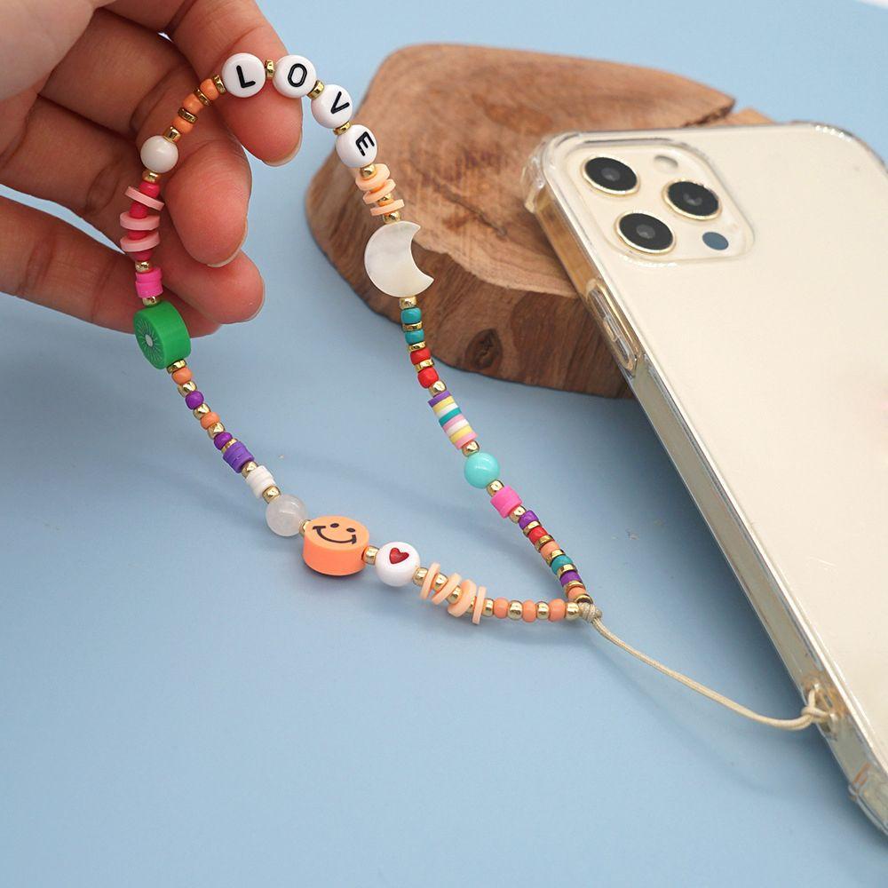 Dây Chuỗi Hạt Bằng Acrylic Mềm Chống Thất Lạc Gắn Điện Thoại Phong Cách Boho