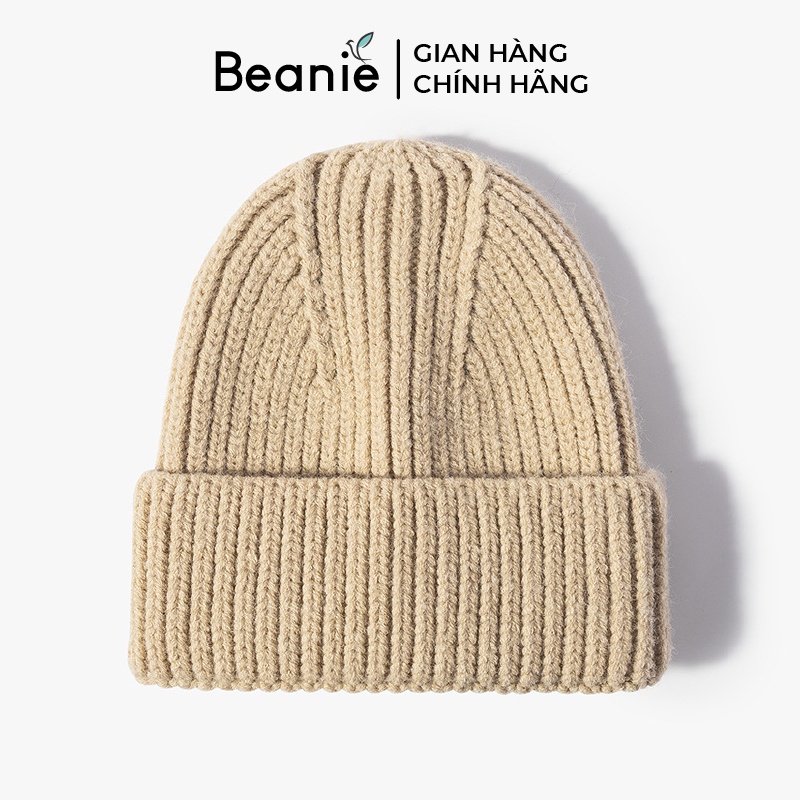 Mũ Len Trơn Cao Cấp BEANIE Phong Cách Thời Trang Hàn Quốc, Nón Len Dệt Kim Dài Mùa Đông Unisex Nam Nữ Màu Đen, Be B010