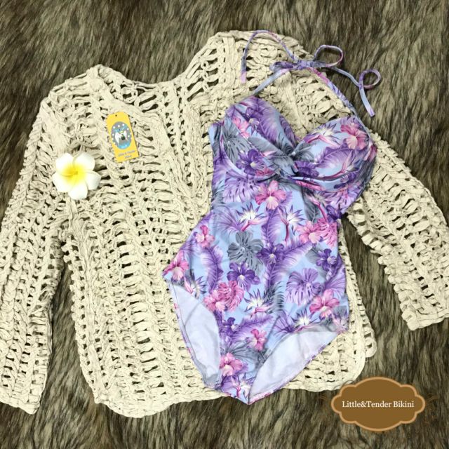 Bikini cúp ngực tím nhiệt đới